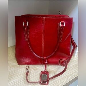 Valentina Italy Red Leather Satchel